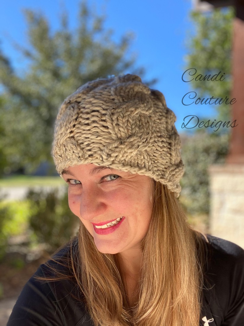 Knit Cable Beanie - Oatmeal - Wool Ease Thick and Quick - 2